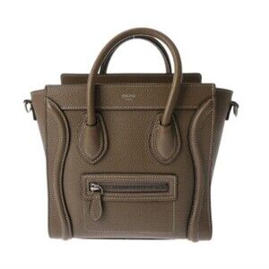 CELINE Luggage Nano Soli 168243 Women's Drummed Calfskin Handbag, B Rank, Use...